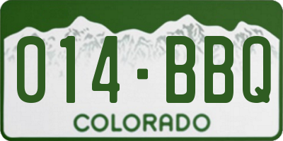 CO license plate 014BBQ