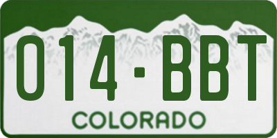 CO license plate 014BBT