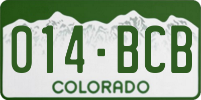 CO license plate 014BCB