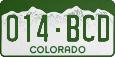 CO license plate 014BCD