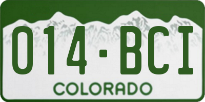 CO license plate 014BCI