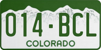 CO license plate 014BCL