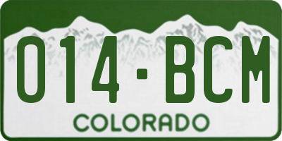 CO license plate 014BCM