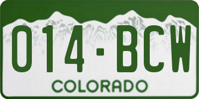 CO license plate 014BCW