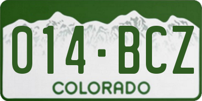 CO license plate 014BCZ