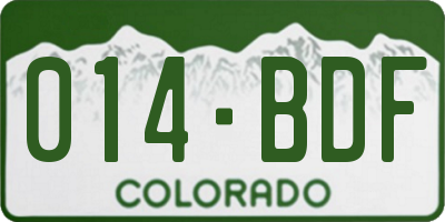 CO license plate 014BDF