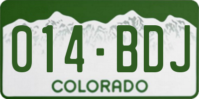 CO license plate 014BDJ