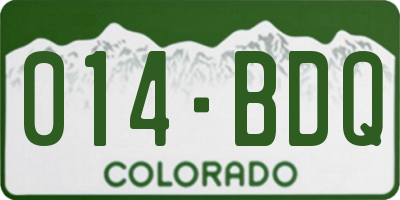CO license plate 014BDQ