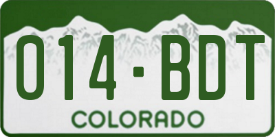 CO license plate 014BDT