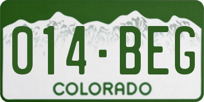 CO license plate 014BEG
