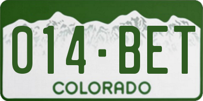 CO license plate 014BET
