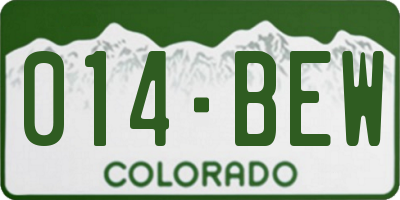 CO license plate 014BEW