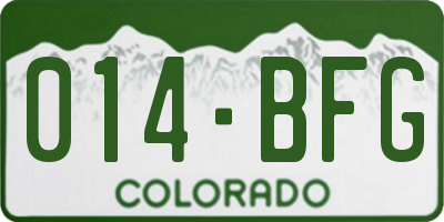 CO license plate 014BFG