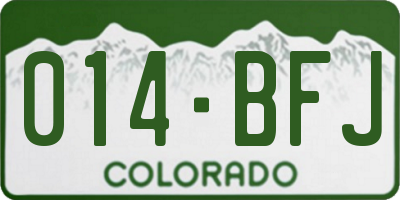 CO license plate 014BFJ