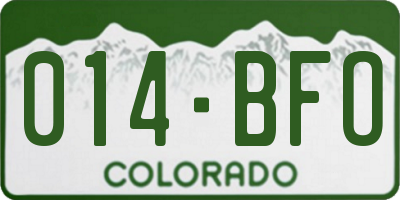 CO license plate 014BFO