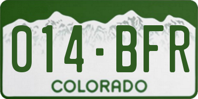 CO license plate 014BFR
