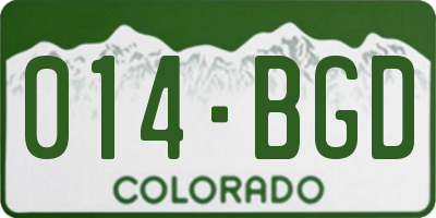 CO license plate 014BGD