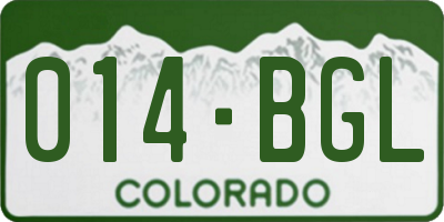 CO license plate 014BGL