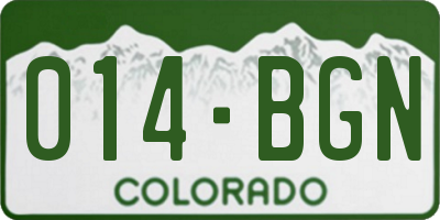 CO license plate 014BGN