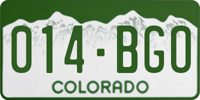CO license plate 014BGO