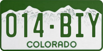 CO license plate 014BIY