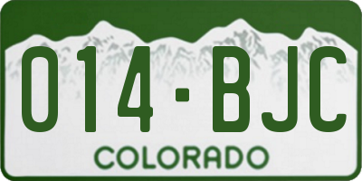 CO license plate 014BJC