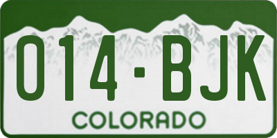 CO license plate 014BJK
