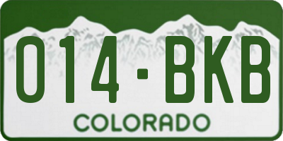CO license plate 014BKB