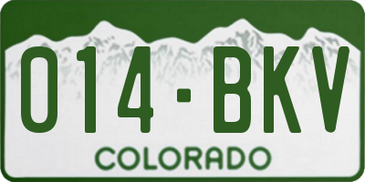 CO license plate 014BKV