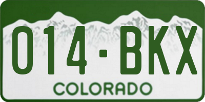 CO license plate 014BKX