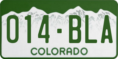 CO license plate 014BLA
