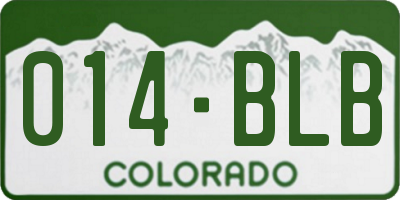 CO license plate 014BLB