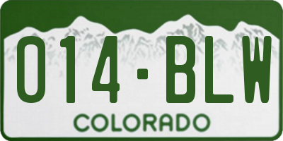 CO license plate 014BLW