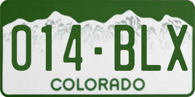 CO license plate 014BLX
