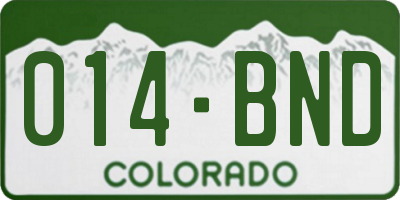 CO license plate 014BND