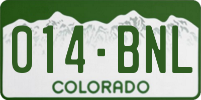 CO license plate 014BNL