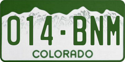 CO license plate 014BNM