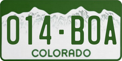 CO license plate 014BOA