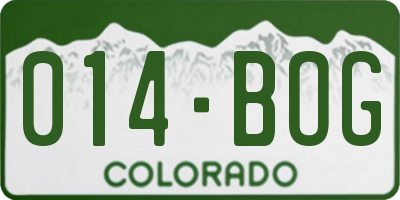 CO license plate 014BOG