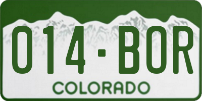 CO license plate 014BOR