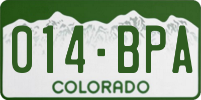 CO license plate 014BPA