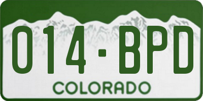 CO license plate 014BPD