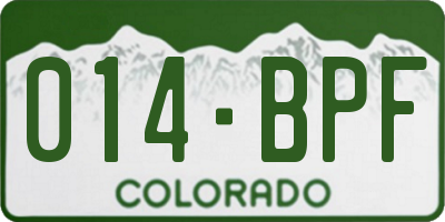CO license plate 014BPF