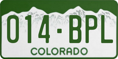 CO license plate 014BPL