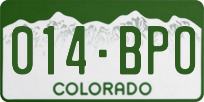 CO license plate 014BPO