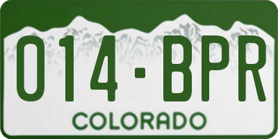 CO license plate 014BPR