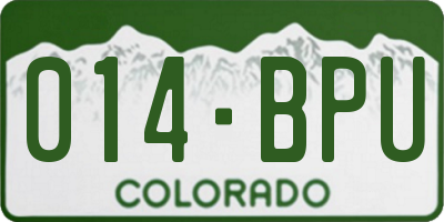 CO license plate 014BPU
