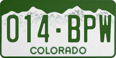 CO license plate 014BPW