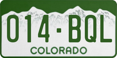 CO license plate 014BQL