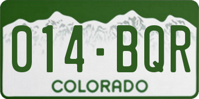 CO license plate 014BQR